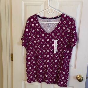 Floral V-Neck Top - Purple